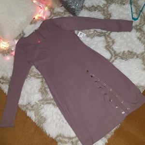 Mauve purple long sleeve dress with buttons